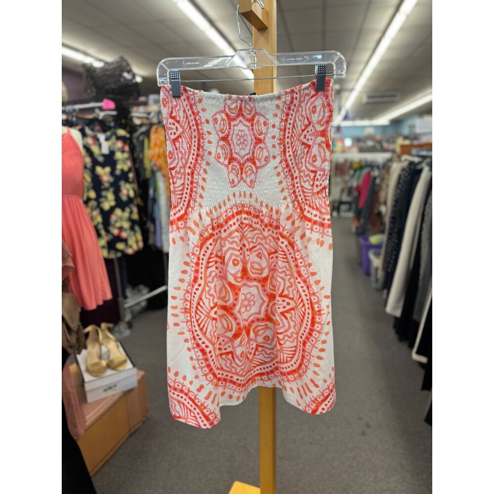 🛍️ LA Class Womens Orange & White Printed Tube Dress L